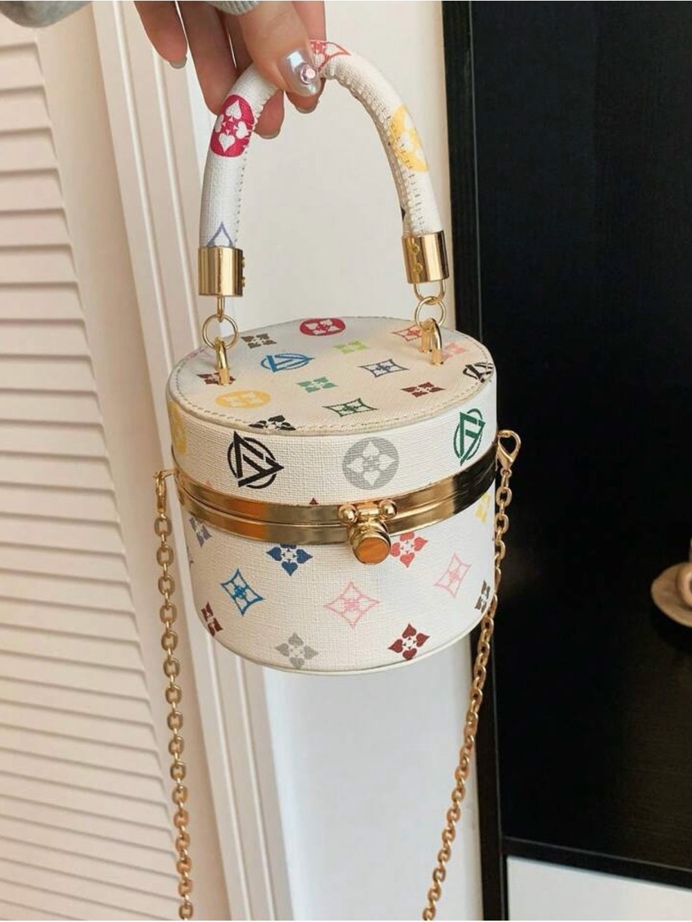 Kohl's White Multicolor Round Top-Handle Mini Bag